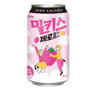 [롯데칠성음료] 밀키스 제로 딸기 바나나 340ml 24입