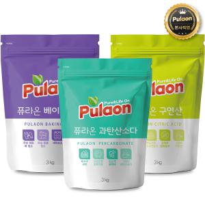 퓨라온 과탄산소다+베이킹소다+구연산 3kg 세트구성