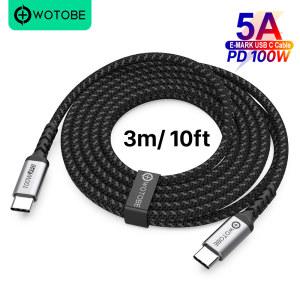 USB C TO 케이블 WOTOBE 롱 10 피트 타입 5A E 마크 고속 충전 나일론 브레이드 코드 맥북제품 호환 프로 아이패드 3M 100W