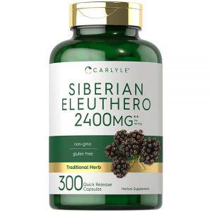 Carlyle Siberian Eleuthero | 2400mg 300캡슐 GMO 프리 및 글루텐 포뮬러 시베리아 인삼 전통 허브 보충제