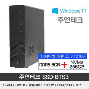 주연테크 12세대 SSD-BTS3 i3-12100 3.3G/DDR5 8G/NVMe256G/윈11/사무용 데스크탑PC