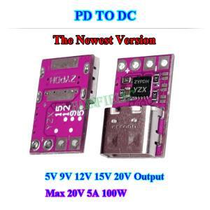 USB C타입 디코이 PD 2.0 3.0 to 5V 9V 12V 15V 20V DC 트리거 어댑터 모듈, QC4 QC5 충전 노트북, 100W 5A