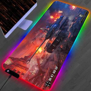 Keyboard Mat RGB Mouse Pad LED Gaming World Of Tanks Anti skid Laptop Computer Desk Accessories Rug