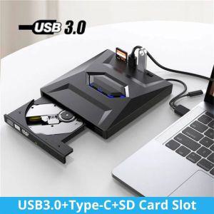 CD롬 플레이어 USB 30 C 외장 CD DVD RW VCD 드 SD 카드 리더기 버너 라이터 노트북 노트북용 슈퍼 4in 2