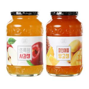 초록원 사과잼 1kg +파인애플 망고잼 (2키로) 과일잼 토스트쨈