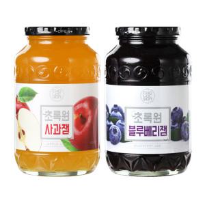 초록원 사과잼 1kg +블루베리잼 (2키로) 과일잼 토스트쨈