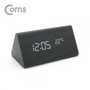 Coms 디지털 LED 나무시계 (삼각 Black)