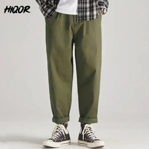 HIQOR 브랜드 남성용 일본 카고 바지 신사복 블랙 캐주얼 ArmyGreen 바지 바지 남성용 점프 슈트 남성 특대 바지