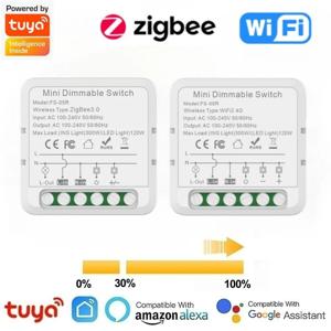 Tuya WiFi ZigBee 스마트 조광기 스위치 모듈, 중립 차단기 필요, LED 조명, 조광 스위치, 음성 제어, Alexa Google 호환