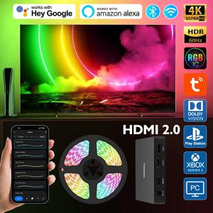 주변 TV PC 백라이트 스마트 와이파이 LED 라이트 스트립, HDMI 2.0 싱크박스 TV 백라이트 RGB LED 테이프, 알렉사 구글과 호환 가능