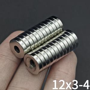 초강력 네오디뮴 원형 자석, NdFeB, 강력한 영구 자석, 구멍 포함, 12mm x 3mm-4mm, 10 개, 20 개, 50 개, 100 개