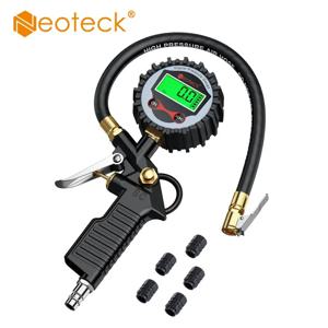 Neoteck LCD 디지털 디스플레이 타이어 압력 게이지, 타이어 팽창기 게이지, 백라이트 차량 테스터, 블랙 밸브 캡 5 개 포함, 200 PSI