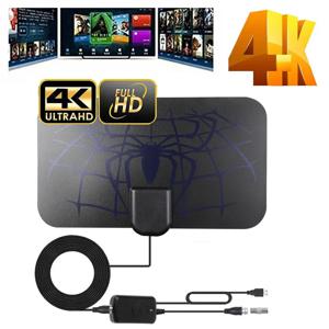 3000 마일 스마트 TV 안테나, 8K 4K DVB-T2 HDTV 디지털 안테나, 스파이더 실내 자동차 안테나, 무료 채널 방송용 앰프 포함