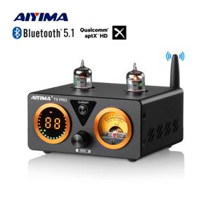 AIYIMA T9 PRO APTX HD 블루투스 앰프, 오디오 100W x 2 HiFi 스테레오 파워 앰프, USB DAC COAX OPT VU 미터 튜브 앰프