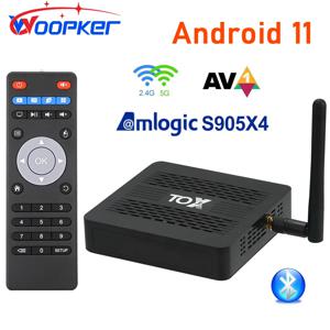 Woopker 셋톱 TV 박스, 안드로이드 11, 4GB, 32GB, 2T2R, 2.4G, 5G 와이파이, 1000M, 블루투스 지지대, AV1, 암로직 S905X4, TOX3