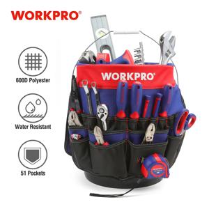 WORKPRO 버킷 도구 정리함, 버킷 보스 휴대용 접이식 도구 상자, 51 개의 보관 포켓, 도구 수집 가방에 적합, 13 ~ 19L