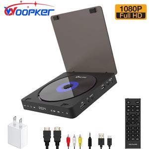 Woopker DVD 플레이어 HD 플레이어 HDMI AV 연결(USB 입력 포함) 헤드폰 출력 터치 LED 스크린 HD 1080P Type-C 5V / 2A