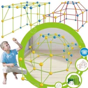 아동용 건축 장난감 요새 텐트 만들기 키트 DIY 3D 놀이 텐트 하우스 스틱 디자인 만들기 도구 조립 장난감 아동용 선물