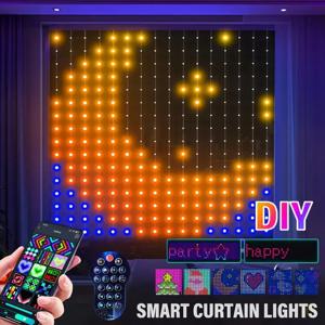 스마트 커튼 조명 블루투스 앱 LED 스트링 RGB 요정 조명, DIY 음악 변경 디스플레이, 창 침실 장식, 400LED