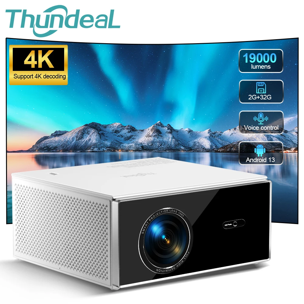 ThundeaL 2K 4K 풀 HD 1080P 프로젝터, TDA7W 2G 32G 안드로이드 13 와이파이 6 홈 시어터 TDA7 빔 프로젝터, 야외 회의 비디오용