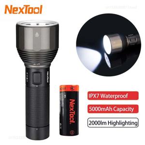 NexTool 야외 캠핑용 충전식 LED 손전등, IPX7 방수 손전등, 2000lm, 380m, 5 가지 모드