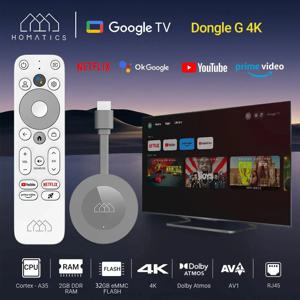 HOMATICS 동글 G 4K TV 스틱, 넷플릭스 4K 구글 인증, 2G32G 암로직 S905Y4 지지대 돌비 애트모스 AV1 H.265 2T2R 와이파이 박스