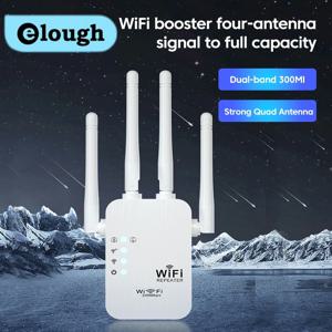 Elough 듀얼 네트워크 인터페이스 WiFi 리피터 신호 증폭기 라우터, 300Mbps 신호 부스터, 셀룰러 통신 증폭기