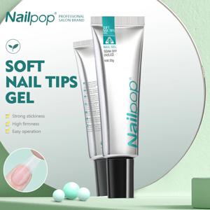 Nailpop Pro-인조 접착제 소프트 네일 팁, 젤 글루 20g, 오래 지속되는 UV 젤 매니큐어 제품