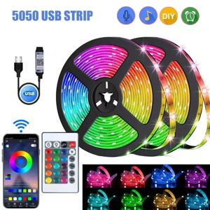 가정용 RGB LED 스트립 조명 5050, 블루투스 앱, IR 리모컨, USB, 1M, 2M, 3M, 4M, 5M, 10M, 15M, 20M, 25M, 30M, 축제 데코 백라이트