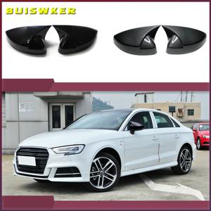 아우디 A3 S3 8V RS3 2013 2014 2015 2016 2017 2018 2019 백미러 케이스 커버, 탄소 섬유 패턴 또는 블랙 커버