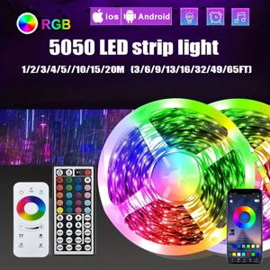 USB LED RGB 스트립 조명, SMD 5050 블루투스 앱 터치 리모컨, DC5V 네온 스트립, TV 백라이트, 홈 데코, 1-30m, 100ft