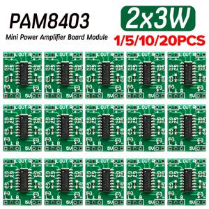 아두이노용 미니 파워 앰프 보드, 클래스 D 오디오 스피커 사운드 앰프 보드, 2.5V ~ 5V PAM8403, 2 채널, 3W, 20-1 개