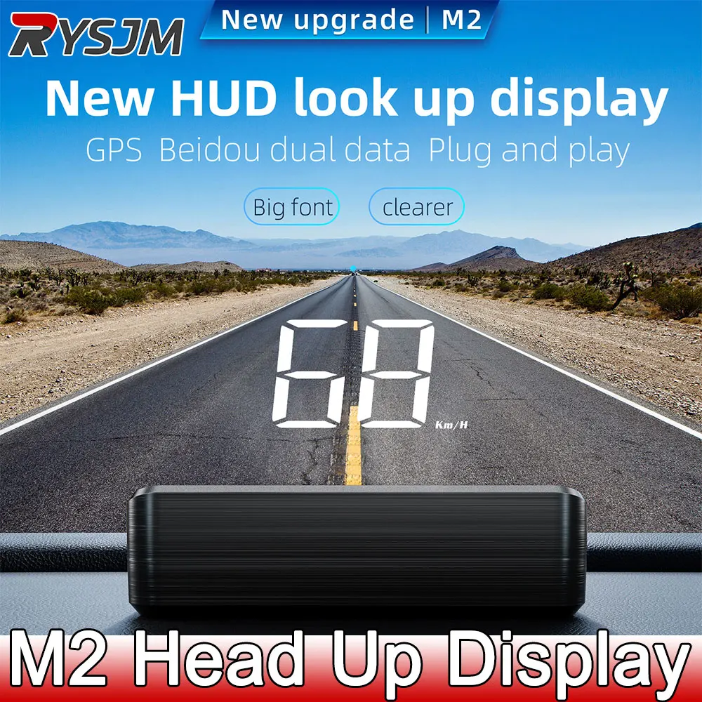 자동차 헤드업 HD 디스플레이 M2 GPS 속도계 속도 KMH 디지털 HUD 앞유리 프로젝터, 모든 차량용 자동차 전자 액세서리