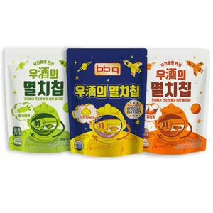 바삭한 감칠맛 앙념 멸치칩 3종(버터크런치/와사비/칠리)*1팩 (총 3팩) 고단백 고칼슘 멸치스낵