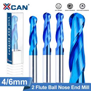 XCAN 엔드 밀 4/6mm 정강이 2 플루트 CNC 라우터 비트 나노 블루 코팅 초경 밀링 커터