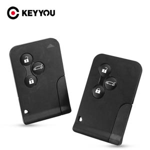 KEYYOU 스마트 카드 원격 키 쉘 케이스, 르노 클리오, 로간, 메간 2, 3, 풍경, 라구나, 에스페이스, 블랙, 자동차 키 케이스, 2/3 버튼