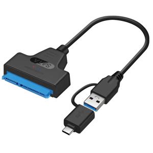 SATA to USB 3.0, 2.0, C타입 어댑터, SATA 케이블, 최대 6 Gbps 지지대, 2.5 인치 외장 HDD SSD 하드 드라이브, 22 핀 Sata III 케이블