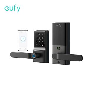 Eufy 핸들이 있는 지문 키리스 문짝 잠금 장치, 생체 인식 문짝 손잡이, Wi-Fi 앱 리모컨, C33