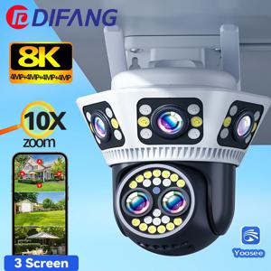 야외 보안 보호 CCTV 카메라, PTZ 비디오 감시, Yoosee Street Dome 16MP, 8K WiFi 카메라, 10X 줌, 3 화면, 신제품