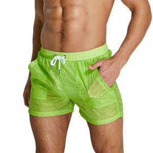 2022 뉴 여름 보드 반바지 망 비치 서핑 반바지 섹시한 투명 나일론 퀵 드라이 반바지 Aquatics Gyms Bathe Swim Shorts