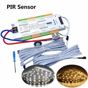 PIR 모션 센서 계단 LED 스트립, 12V SMD 5050, 화이트, 웜 화이트 램프 테이프 라이트, 32 웨이 계단 컨트롤러, 스텝 LED 리본