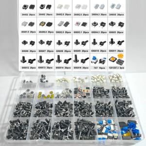 460pcs 24 값 촉각 푸시 버튼 스위치 SMD 마이크로 순간 택트 스위치 구색 키트 상자와 자동차 원격 제어