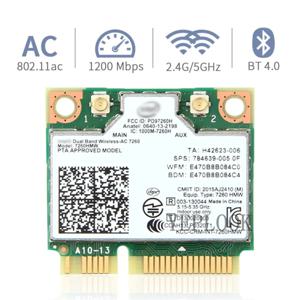 무선 AC 7260 와이파이 카드, 하프 미니 PCI-E 네트워크 카드, 7260AC, 7260HMW, 듀얼 밴드, 2.4G, 5Ghz, 300M + 867Mbps, 802.11ac/a/b/g, BT4.0