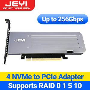 JEYI 방열판 포함 확장 카드, 4 SSD M.2 X16 PCIe 4.0 X4, 최대 256Gbps 2280 4 NVMe M.2 지원, 분기 레이드 지원