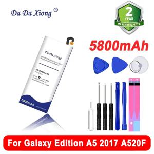 삼성 갤럭시 에디션 교체용 SM-A520F 휴대폰 배터리, A5 2017 A520F, EB-BA520ABE 5800mAh