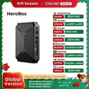 CHUWI HeroBox 인텔 셀러론 N100 쿼드 코어 CPU, 윈도우 11 OS 8GB LPDDR4 256GB SSD, 듀얼 밴드 와이파이 데스크탑 컴퓨터, 미니 PC