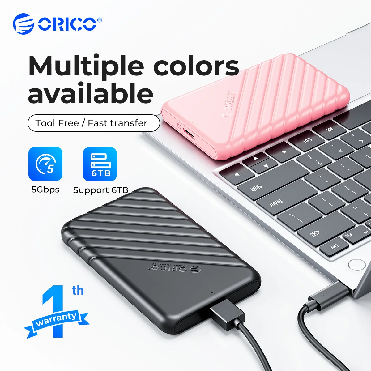 ORICO USB3.0 Type-C 2.5인치 HDD 인클로저 SATA to USB3.0 외장형 HDD 케이스 5Gbps UASP 도구 무료 컴퓨터 액세서리