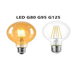 LED 에디슨 필라멘트 라이트 레터 전구, 다크 브라운 골든 G80 G95 G125, 4W, 6W, 8W, 따뜻한 흰색, 조도 조절, E27, AC 220V, 레스토랑 침실 조광기