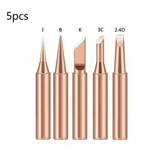 구리 다리미 팁 I/B /K/2.4D/3C 세트, 900M-T 용접 팁 헤드 도구 내부 핫 베어 구리 전기 납땜 다리미 도구, 5 개