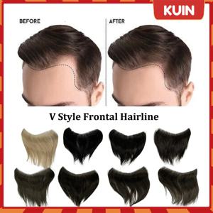 남성용 Toupee 가발 V 스타일 정면 헤어 라인, PU 헤어 교체 시스템, 스트레이트 천연 수제 헤어피스, 2.5X16 cm